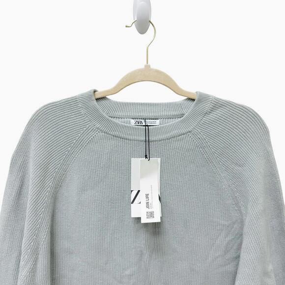 NWT Zara Knit Crew Neck Sweater Light Blue‎ Men’s Size XL - Picture 3 of 8